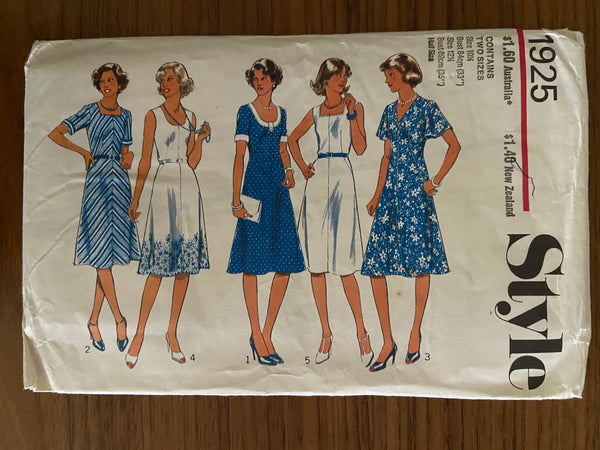 Simplicity 1925 vintage 1980s dress sewing pattern