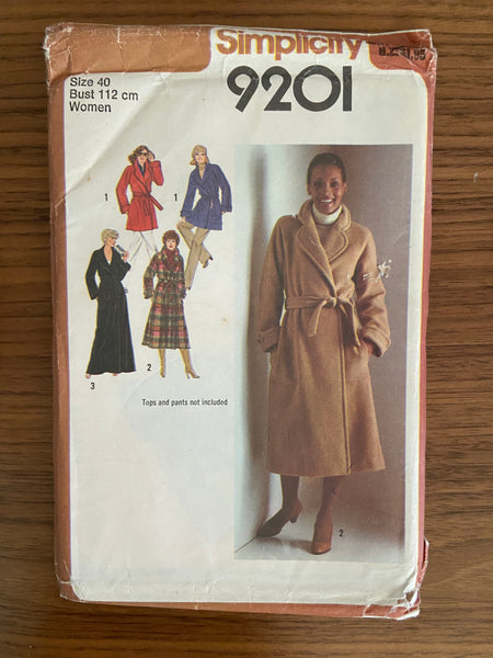 Simplicity 9201 vintage 1970s coat pattern