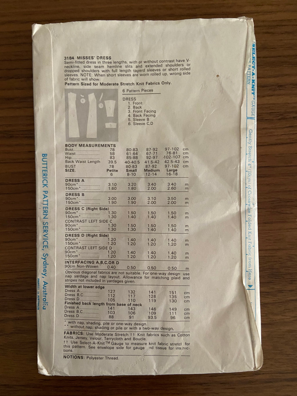 Butterick 3184 vintage 1980s dress pattern