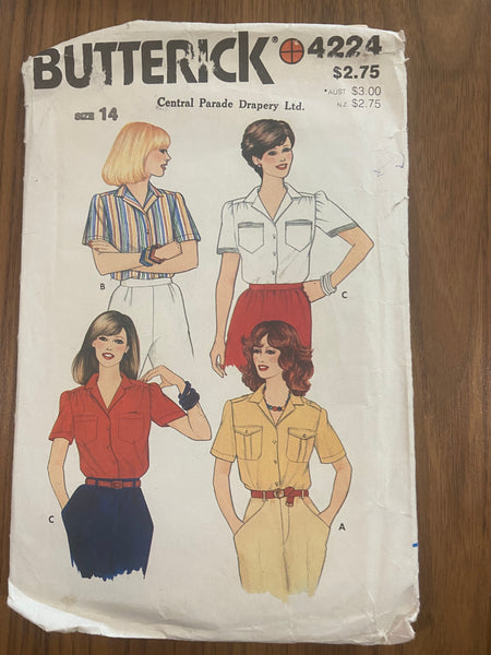 Butterick 4224 vintage 1980s blouse sewing pattern