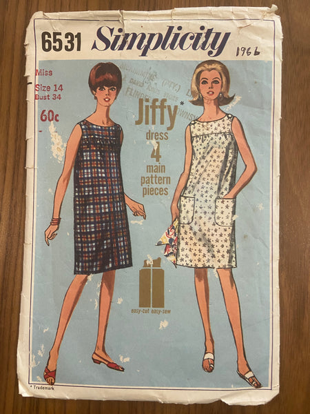 simplicity 6531 vintage 1960s jiffy dress sewing pattern