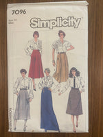 Simplicity 7096 vintage 1980s skirt sewing pattern