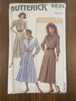 Butterick 5835 vintage 1980s shirt dress sewing pattern