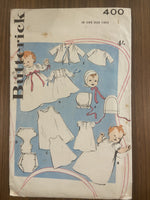 Butterick 400 vintage 1960s infants layette sewing pattern