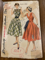 Simplicity 3561 vintage 1950s teen dress sewing pattern