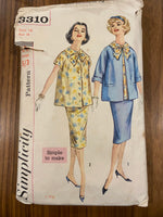 Simplicity 3310 vintage 1960s three piece maternity suit sewing pattern