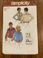 Simplicity 7051 vintage 1970s western shirt sewing pattern