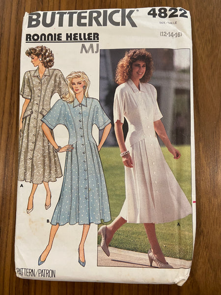 Butterick 4822 vintage Ronnie Heller 1980s dress pattern