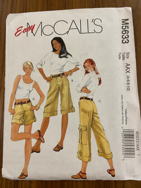 McCall's M5633 2008 shorts and pants in two lengths sewing pattern