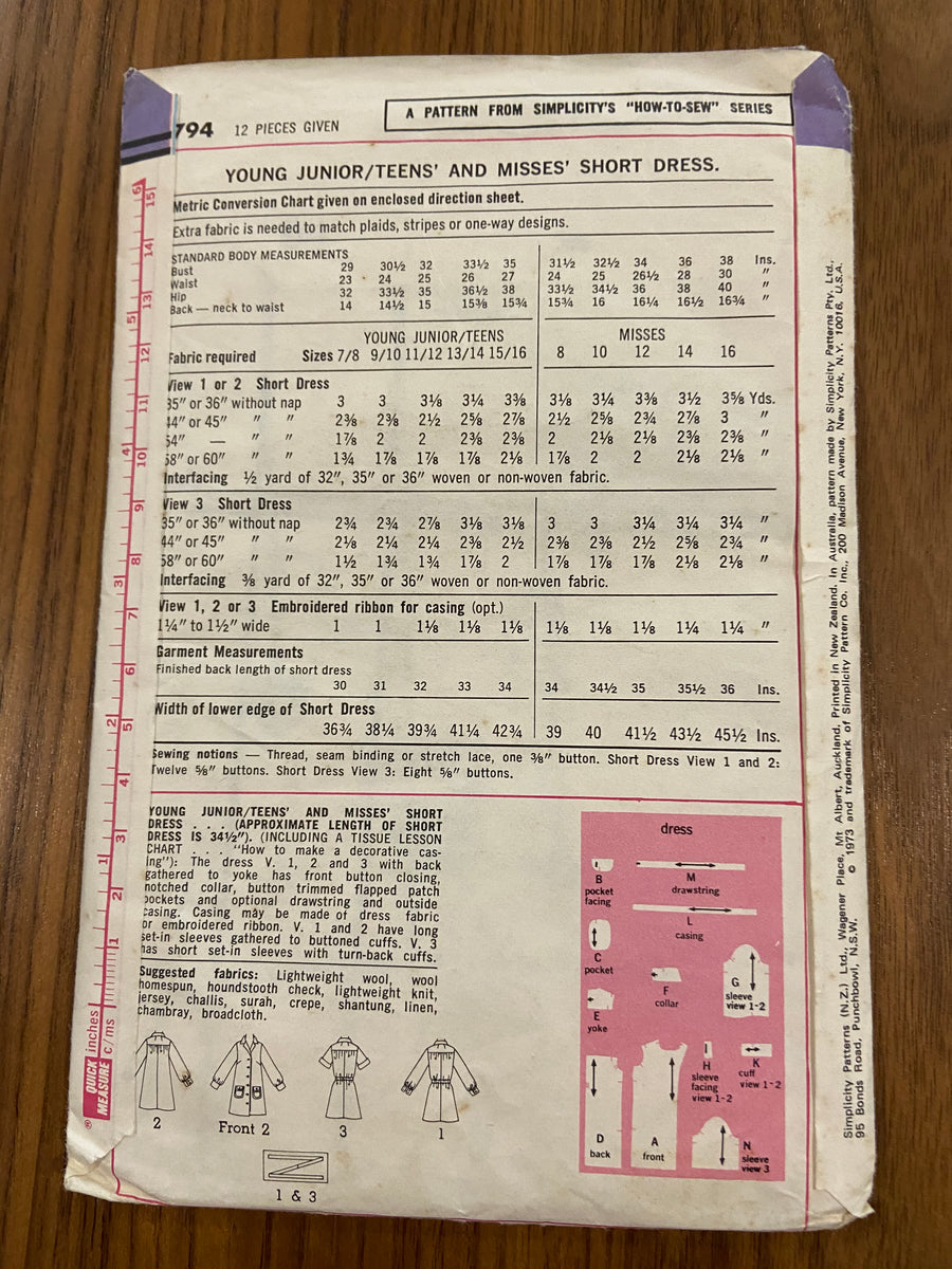 Simplicity 5794 vintage 1970s teen dress pattern the vintage pattern
