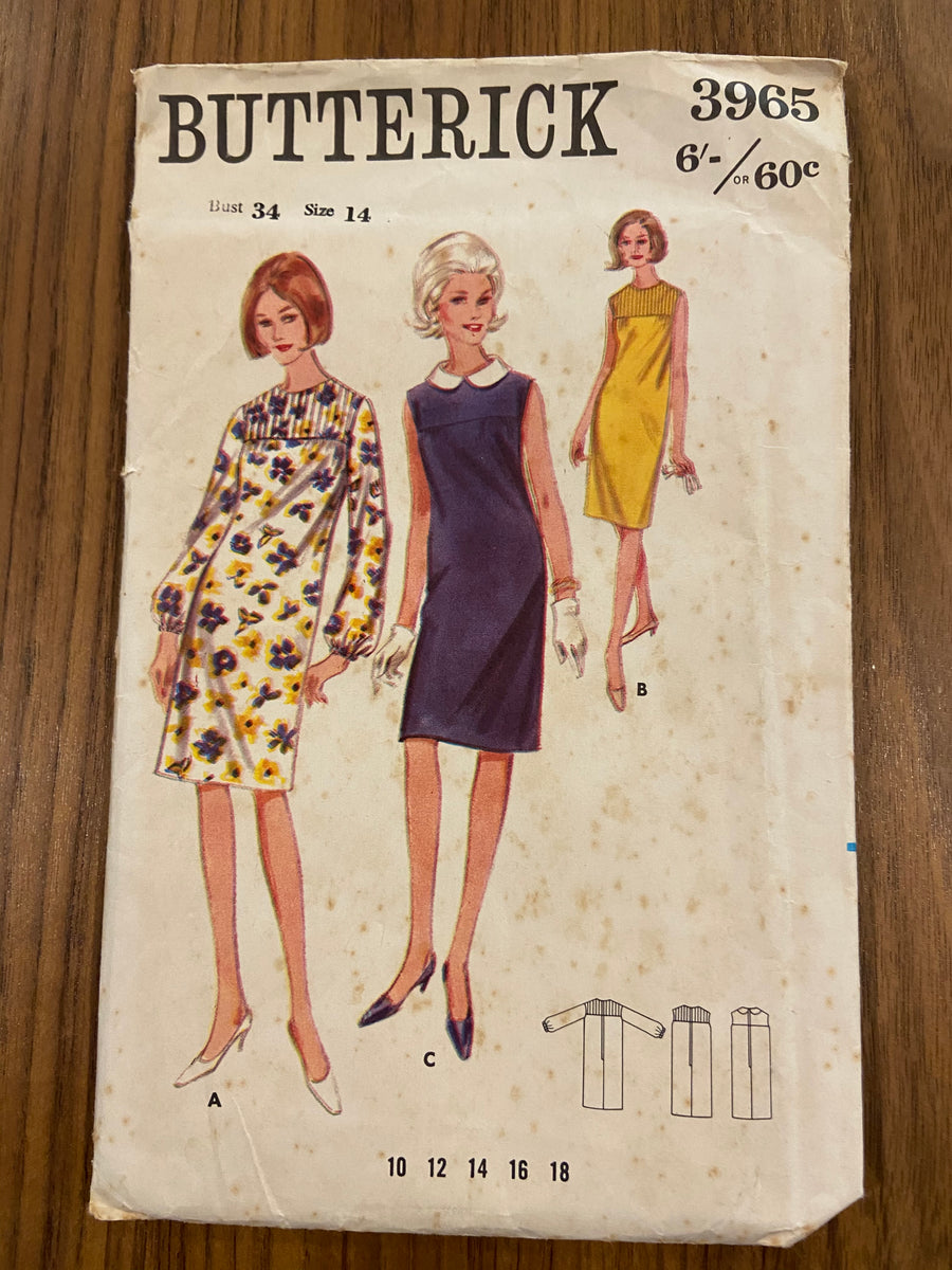 Butterick 3965 vintage 1960s dress pattern – the vintage pattern market