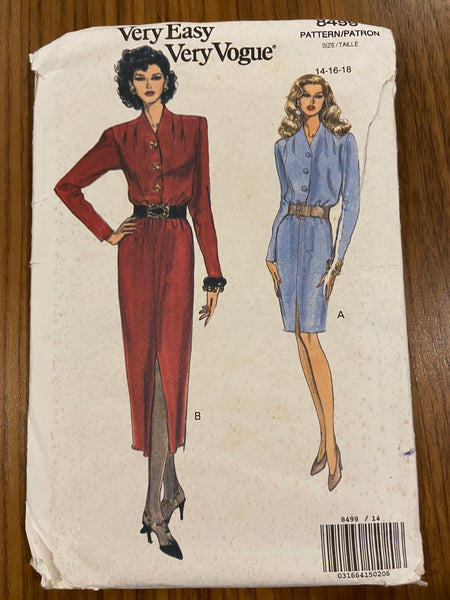 Vogue 8499 vintage 1990s dress sewing pattern Bust 36, 38, 40 inches