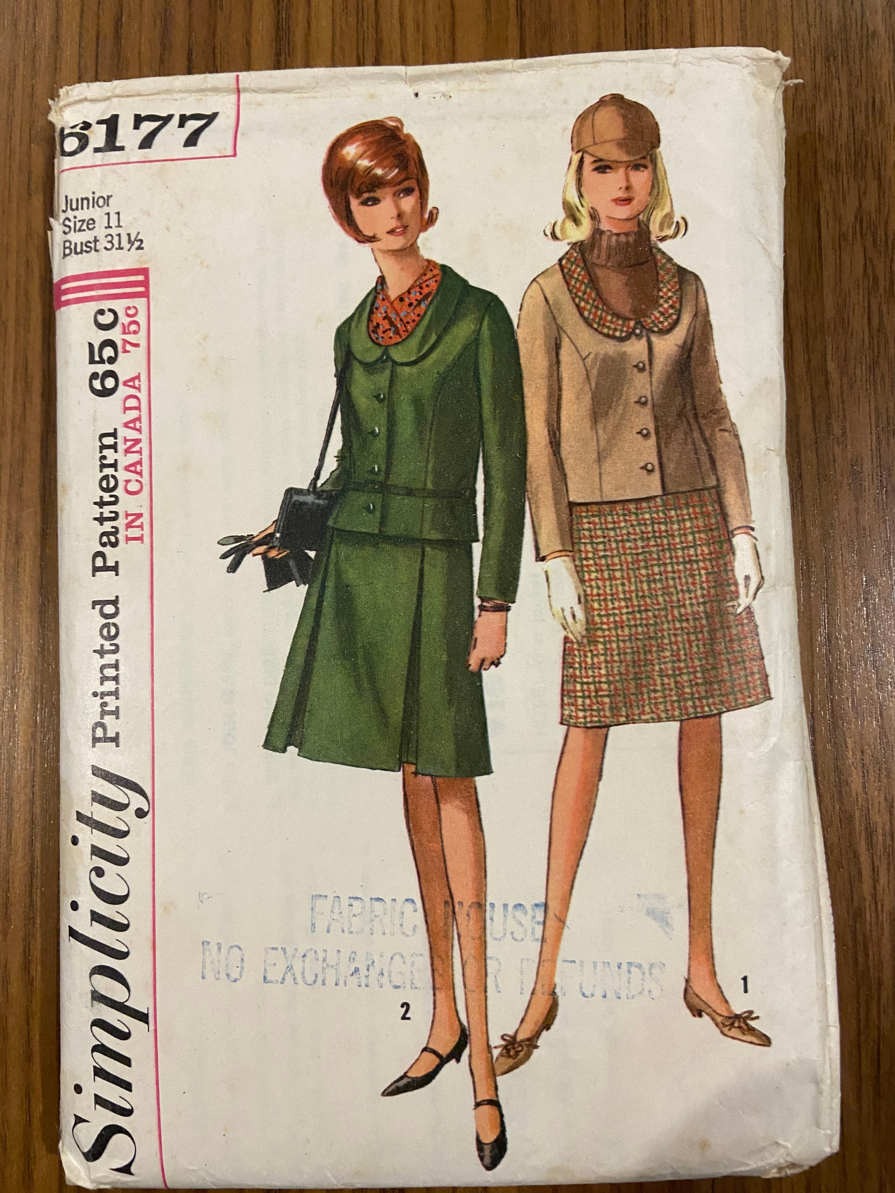 Simplicity 6177 vintage 1960s suit sewing pattern