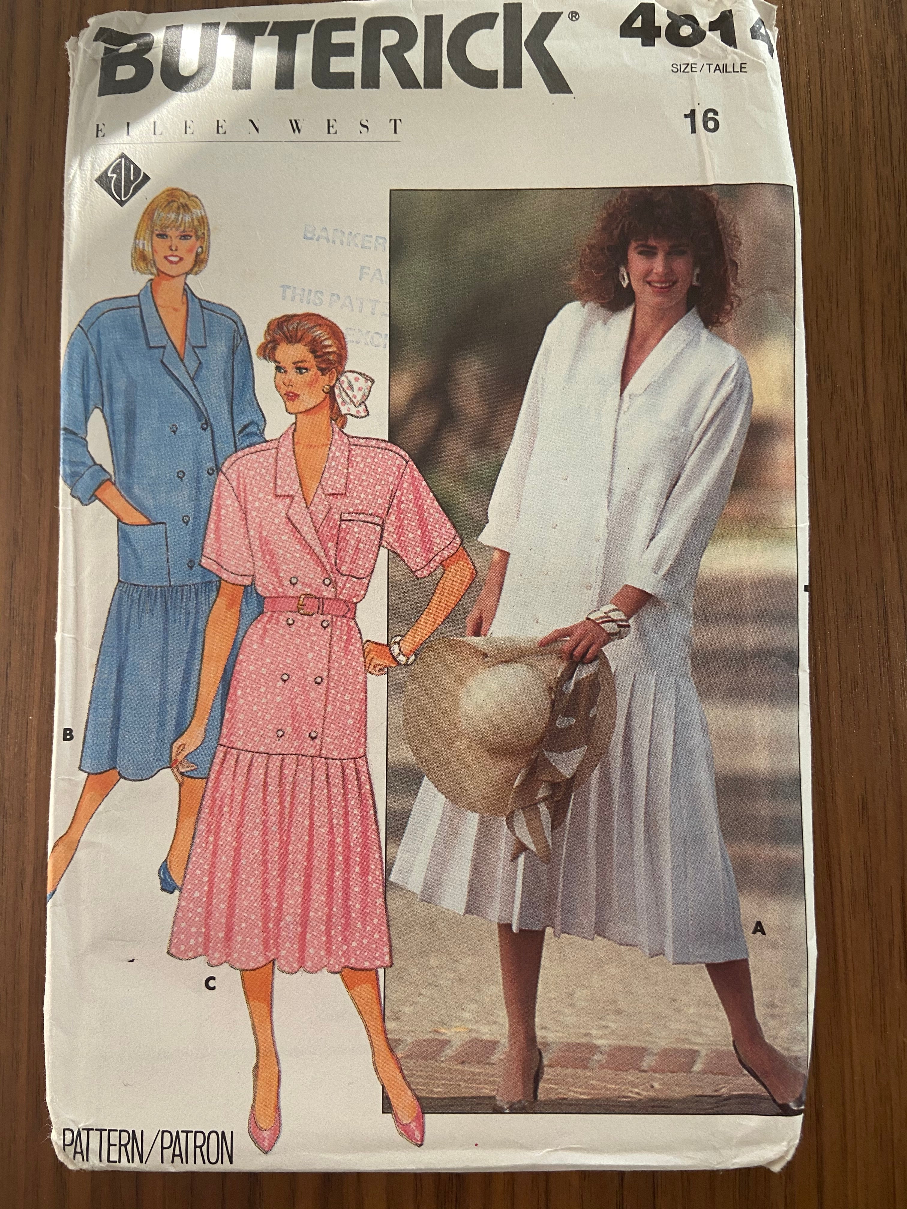 Butterick 4814 Eileen West Vintage 1980s dress pattern
