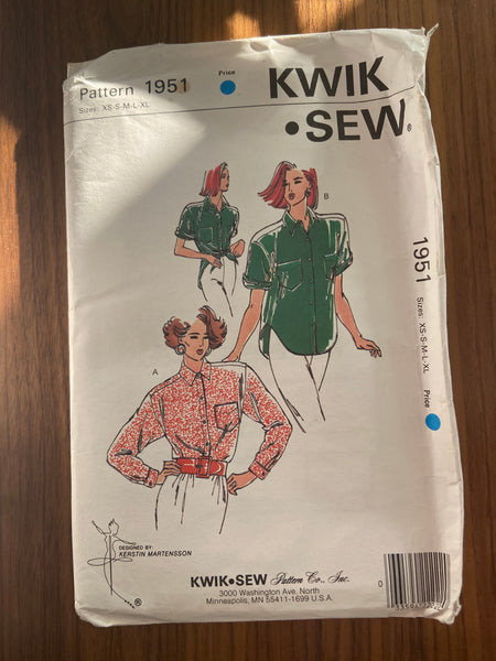 Kwik sew 1951 vintage 1980s shirt sewing pattern – the vintage pattern  market