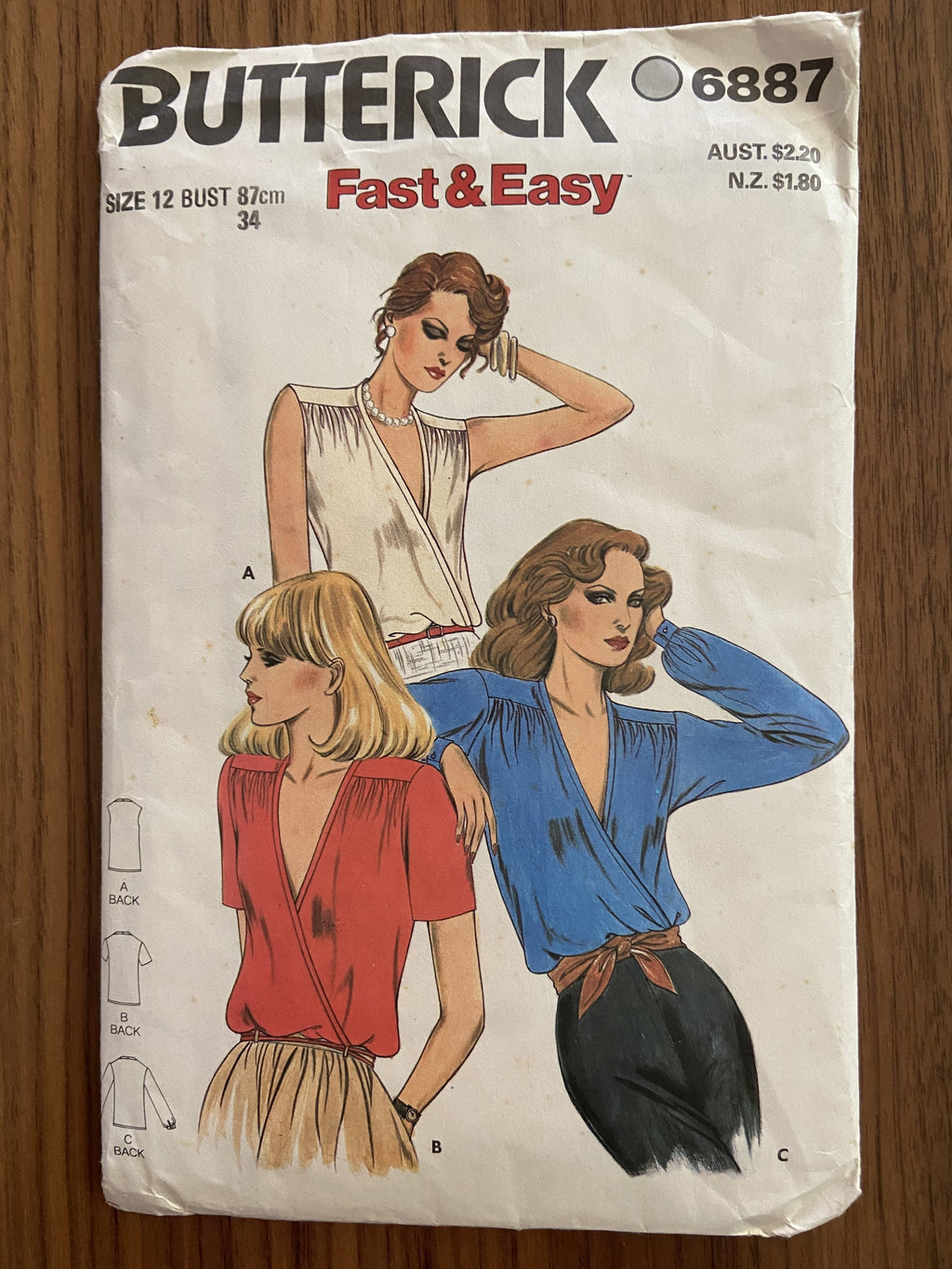 Butterick 6887 Vintage 1980s wrap top pattern