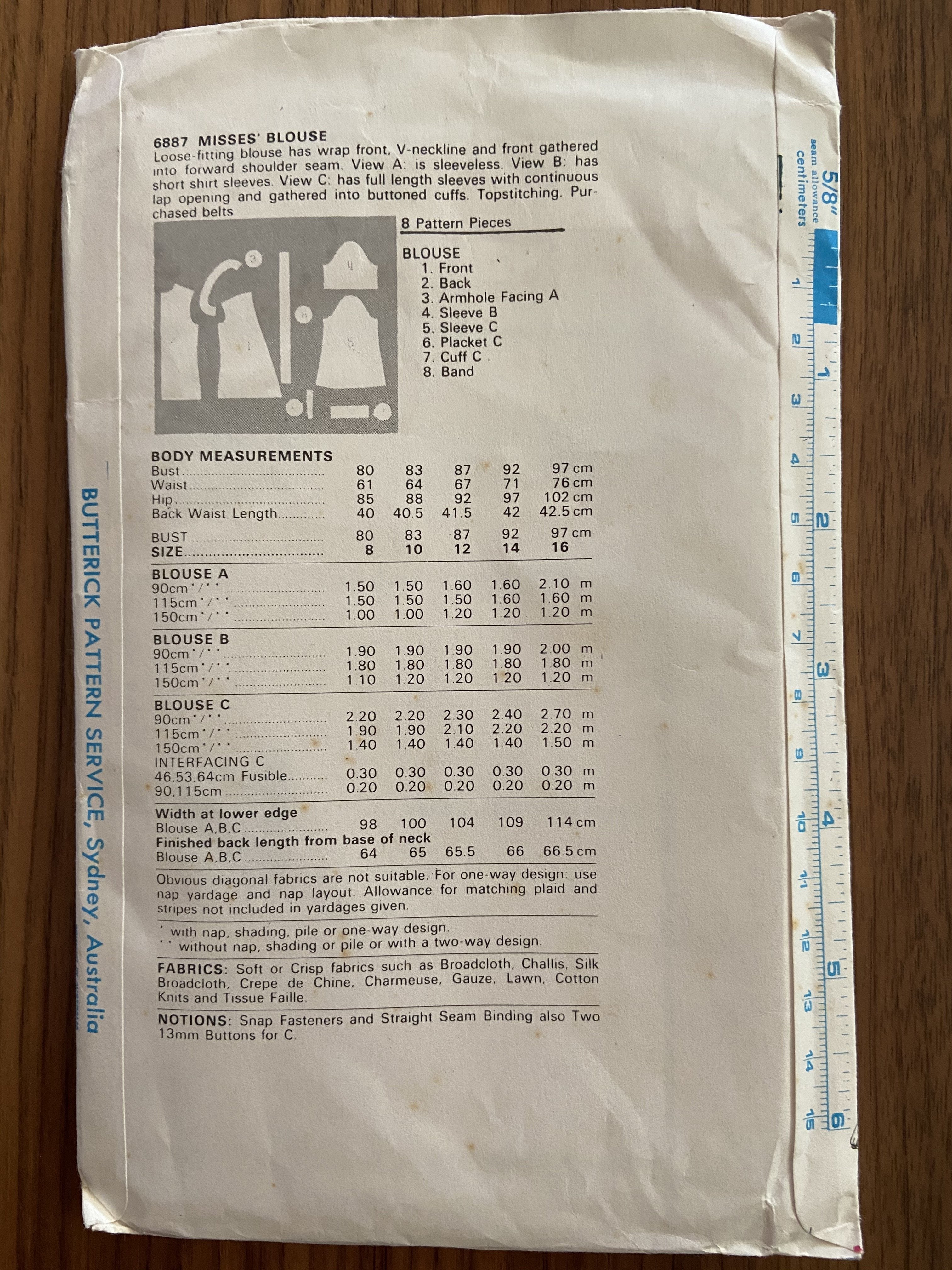 Butterick 6887 Vintage 1980s wrap top pattern