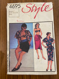 Style 4695 vintage 1980s shirt, shorts, sarong skirt and bandeau sewing pattern Bust 34 to 38 inches