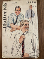 Butterick 2124 vintage 1960s men's dress shirt pattern