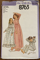 Simplicity 8763 vintage 1970s girls nightgown pajamas and robe sewing pattern