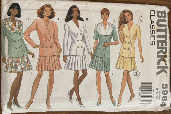 Butterick 5984 vintage 1990s top and skirt sewing pattern