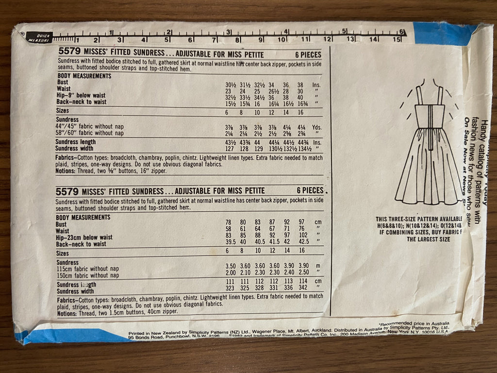Simplicity 5579 vintage 1980s dress pattern