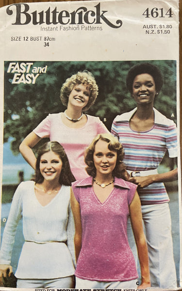 Butterick 4614 vintage 1970s t-shirt  pattern