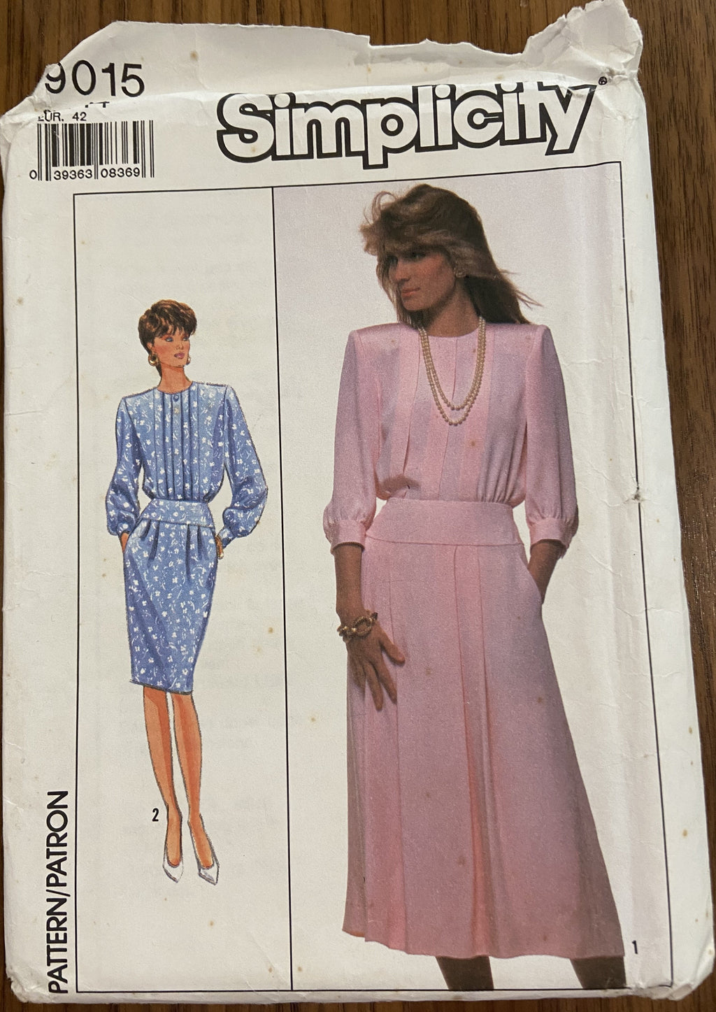 Simplicity 9015 vintage 1980s dress pattern