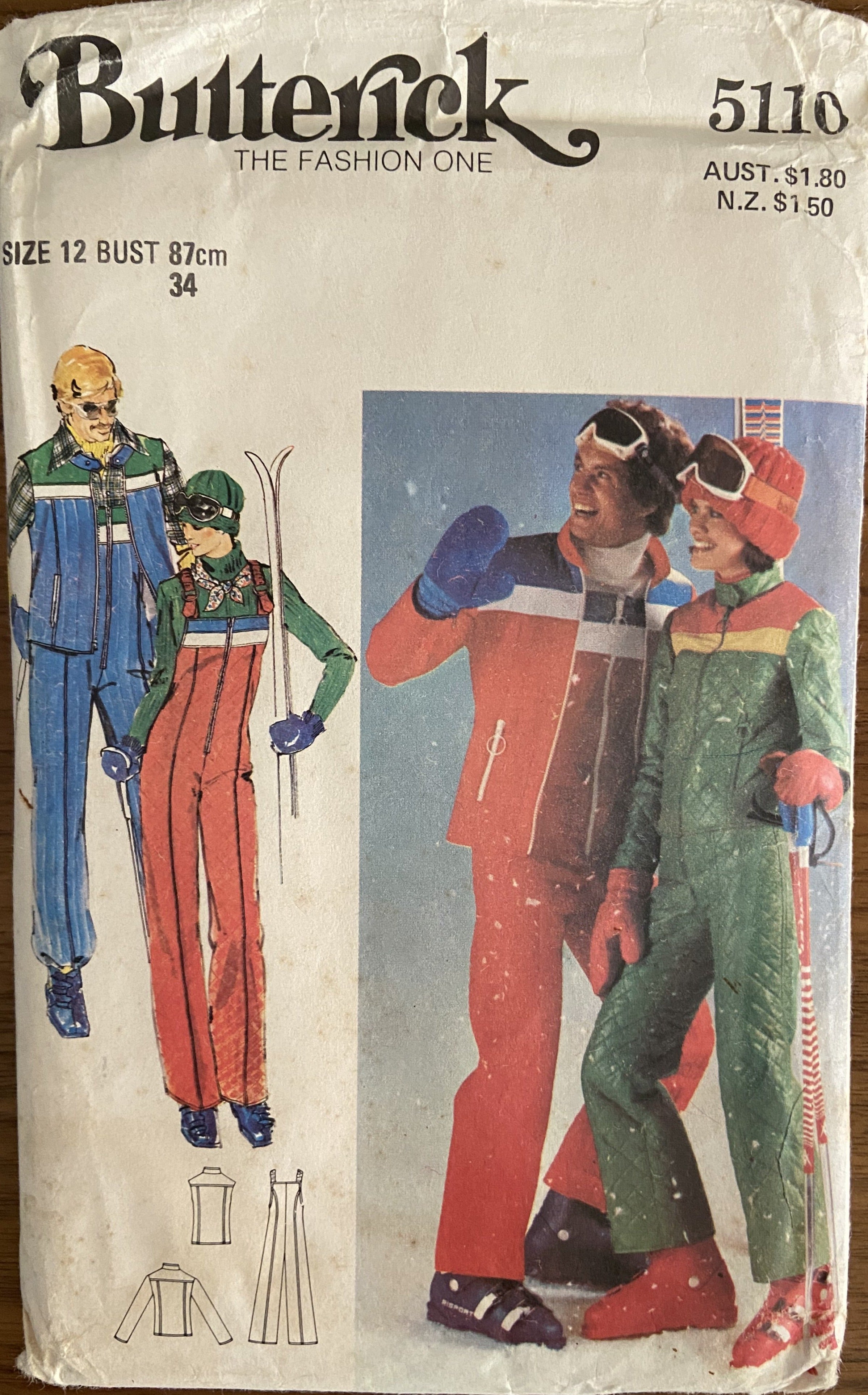 Butterick 5110 vintage 1970s jacket, sleeveless jacket and jumpsuit pattern