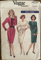 Vogue 7556 vintage 1980s dress pattern Bust 34, 36, 38 inches