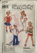 Simplicity vintage 1980s child's popeye tops, pants shorts and skirt sewing pattern