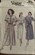 Vogue 9872 vintage 1980s dress sewing pattern Bust 31 1/2, 32 1/2, 34 inches