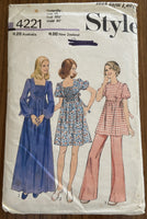 Style 4221 vintage 1970s maternity dress, top and pants pattern Bust 32 1/2 inches