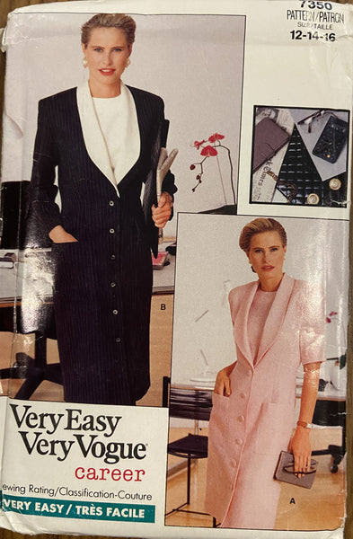 Very Easy Very Vogue 7350 vintage 1980s career dress and top sewing pattern Bust 34 to 38 inches