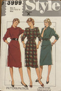 Style 3999 Vintage 1980s dress pattern Bust 31 /12 to 36 inches