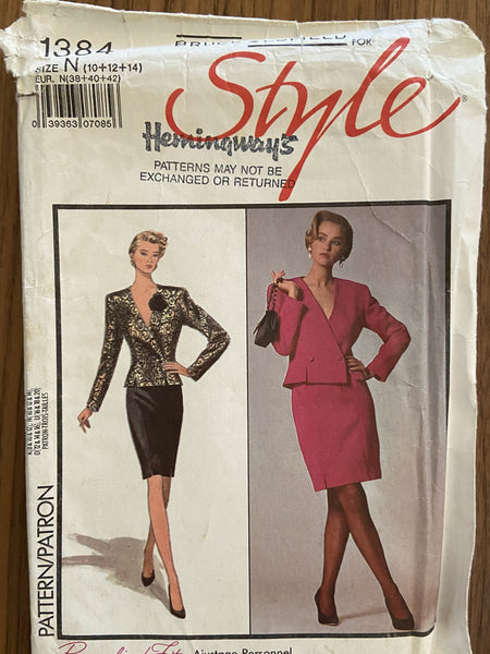Style 1384 vintage 1980s Bruce Oldfield skirt and jacket sewing pattern Bust 32 1/2 to 36 inches