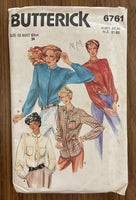 Butterick 6761 vintage 1980s blouse sewing pattern 34 inch bust