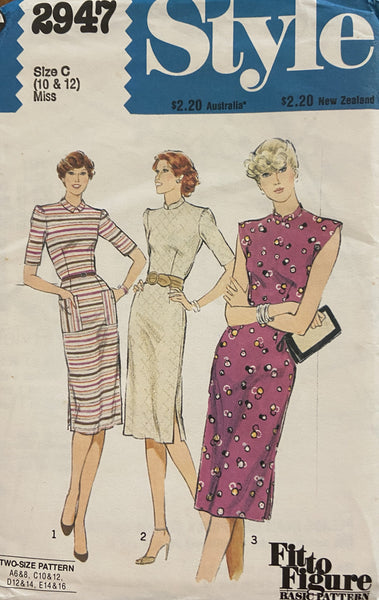 Style 2947 vintage 1980s dress pattern Bust 32 1/2 and 34 inches