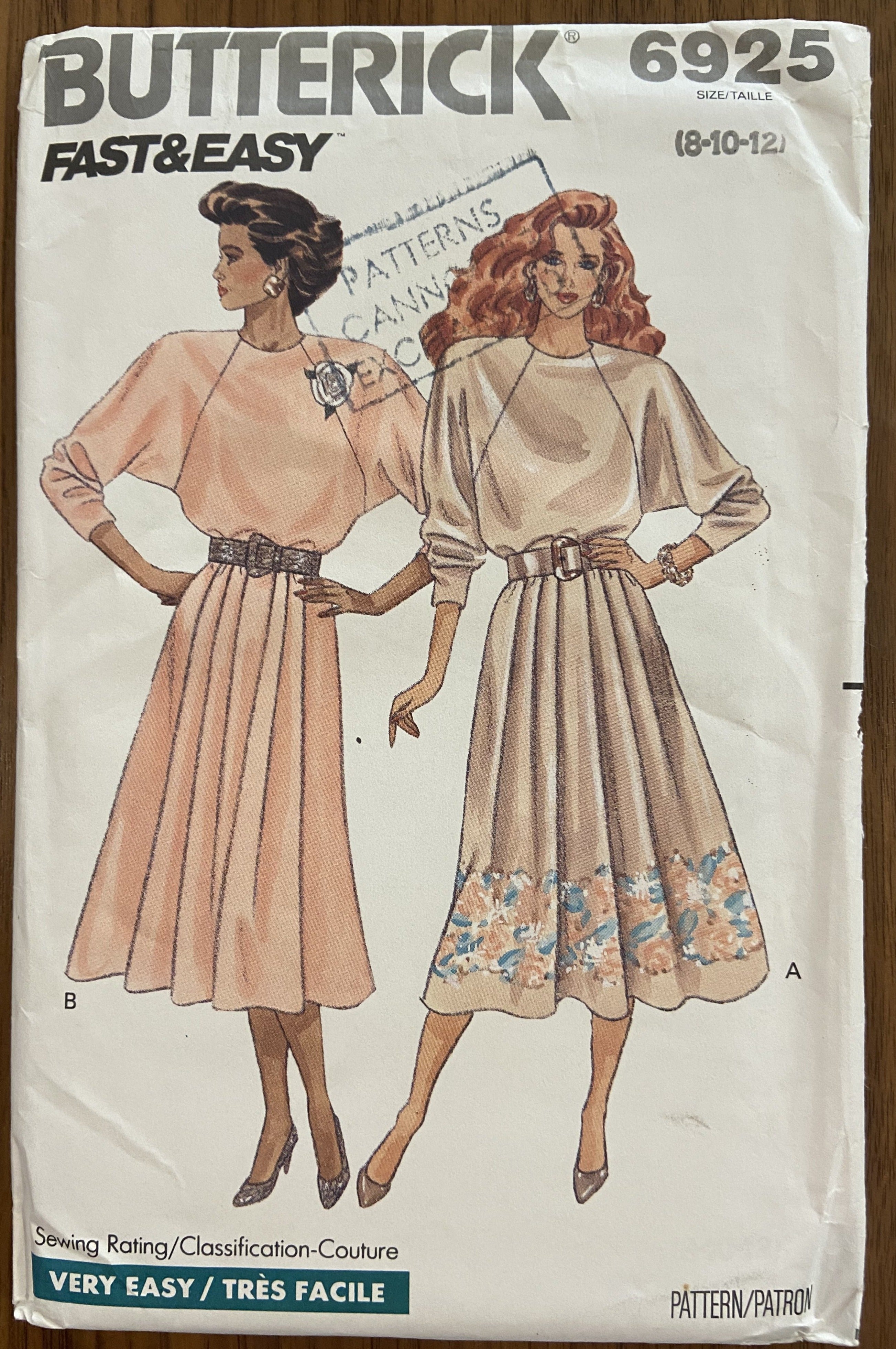 Butterick 6925 vintage 1980s dress pattern