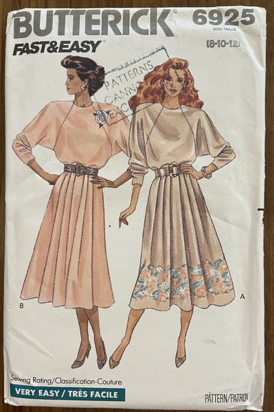 Butterick 6925 vintage 1980s dress pattern