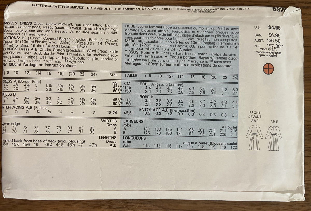 Butterick 6925 vintage 1980s dress pattern – the vintage pattern market