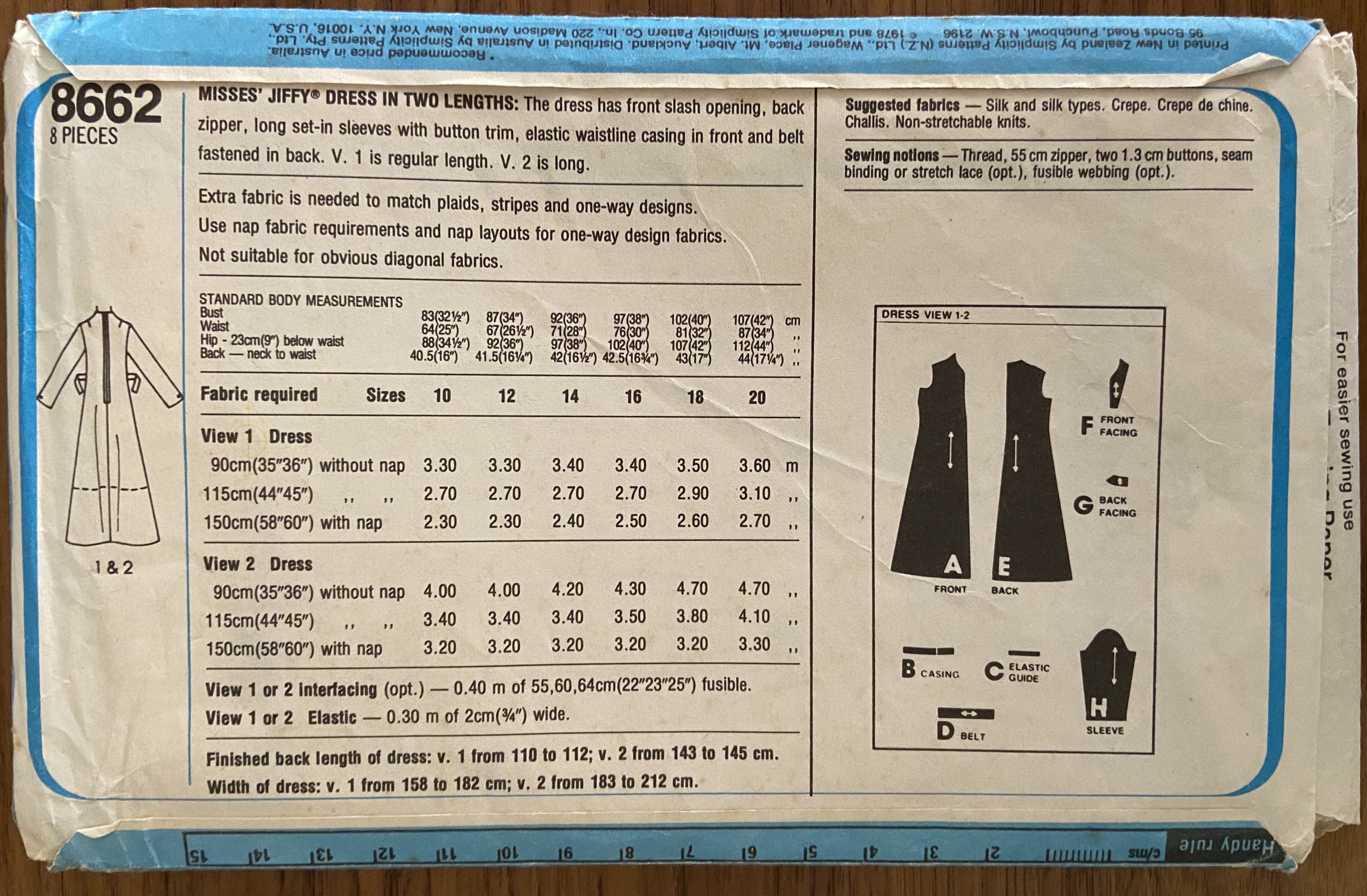 Simplicity 8662 vintage 1970s  dress pattern size 14