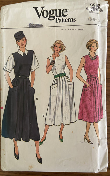 Vogue 9552 vintage 1980s dress, jumper and blouse sewing pattern Bust ...