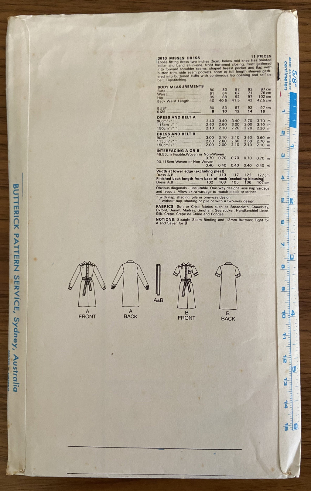 Butterick 3610 vintage 1970s  dress pattern