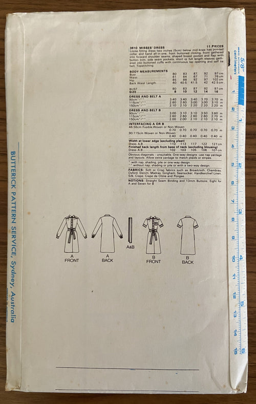 Butterick 3610 vintage 1970s  dress pattern