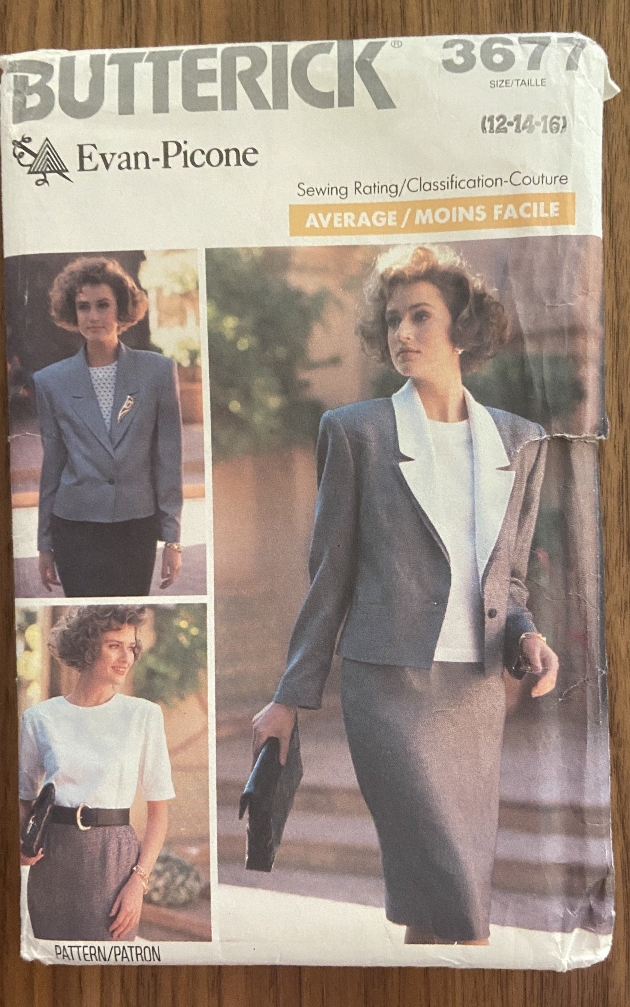 Butterick 3677 vintage 1980s skirt, jacket and top sewing pattern