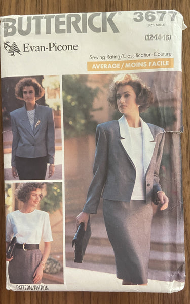 Butterick 3677 vintage 1980s skirt, jacket and top sewing pattern