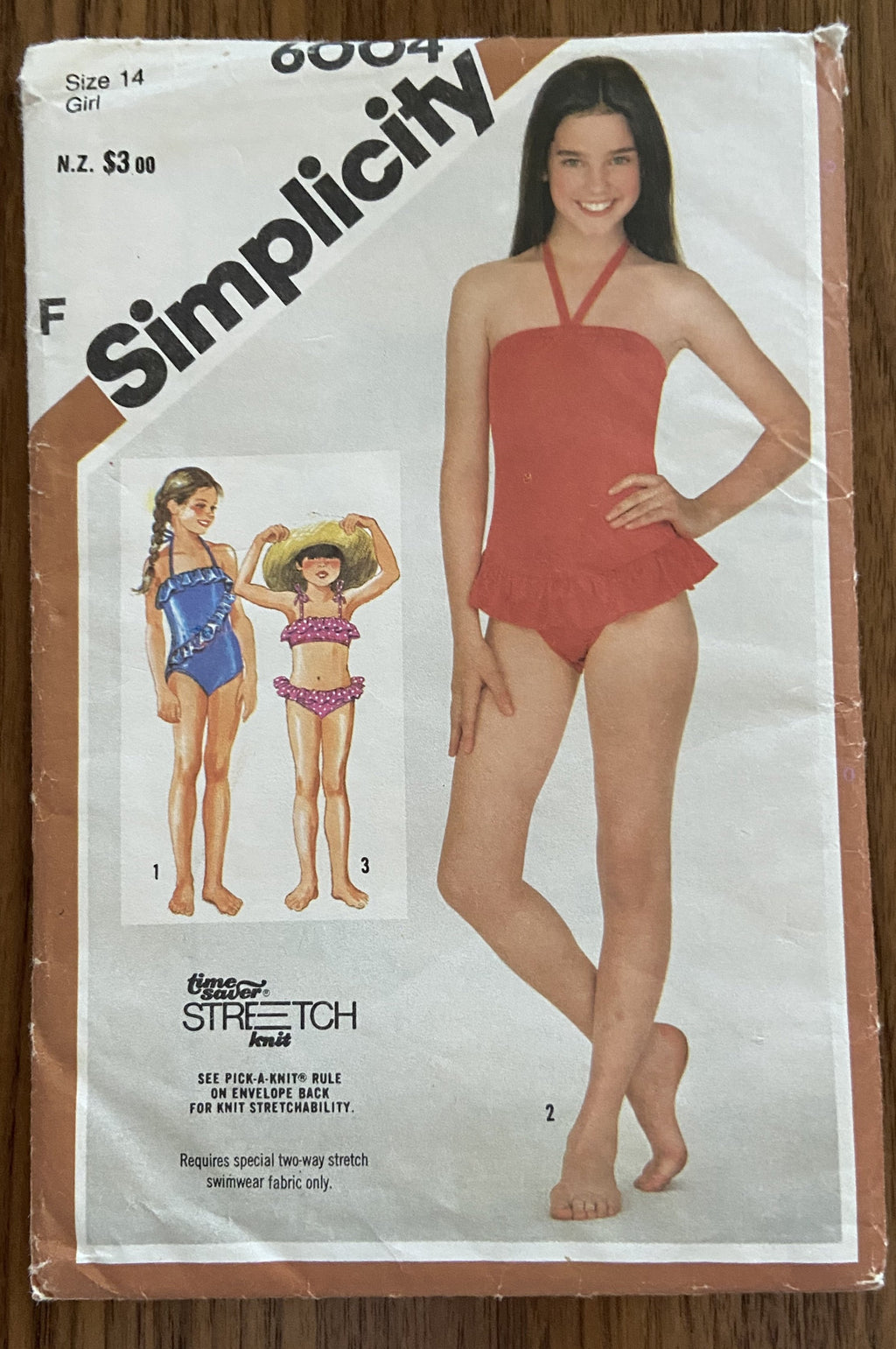 Butterick 6004 vintage 1980s girl's swimsuit pattern pattern