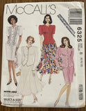 McCall's 6325 vintage 1990s unlined jacket and skirts sewing pattern