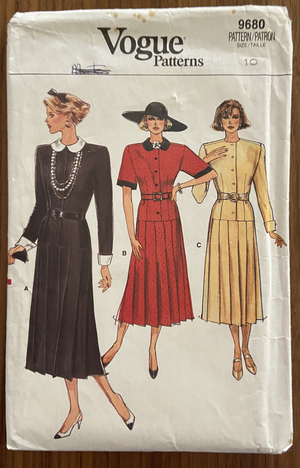 Vogue 9680 vintage 1980s dress sewing pattern Bust 32 1/2 inches